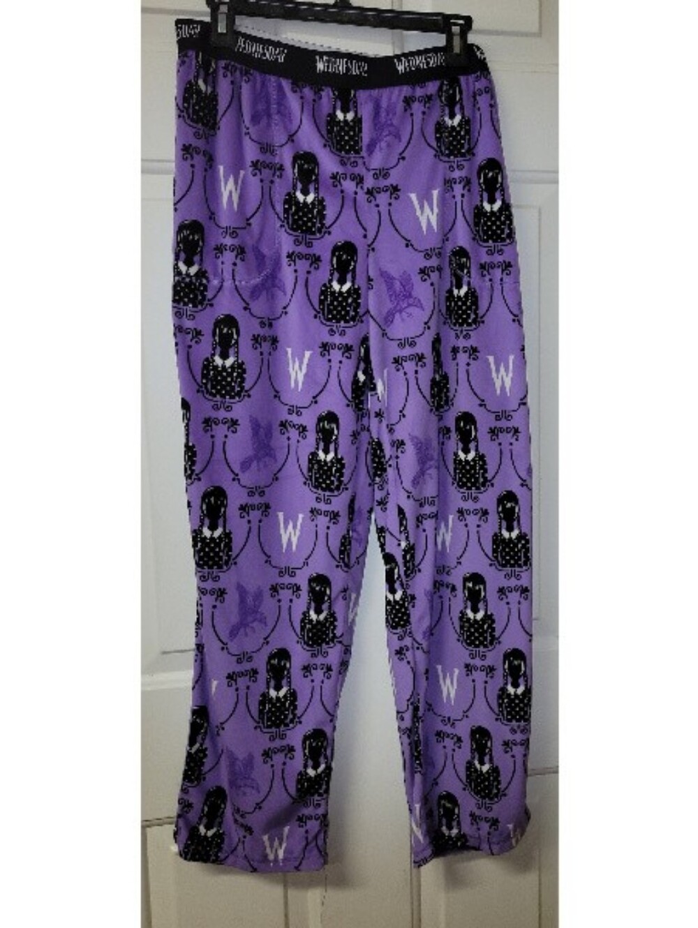 Wednesday Addams Purple Fleece Pajama Pants Gothic Lounge Sleep L 12-14 Large